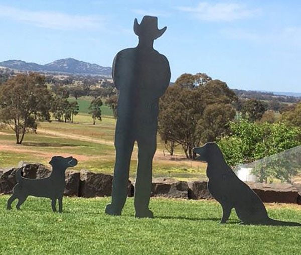 Man and 2 dogs